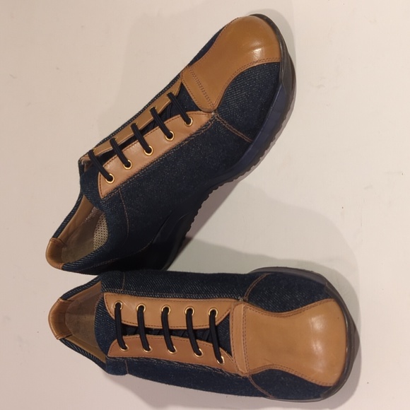 Stuart Weitzman Denim Leather Slip-on Oxford Sneaker Size 8.5 - Picture 10 of 10